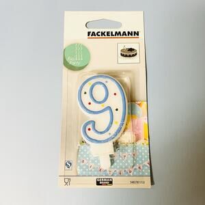 Polka Dot Number 9 Candle - Birthday Party Supplies 9th Birthday For Cake